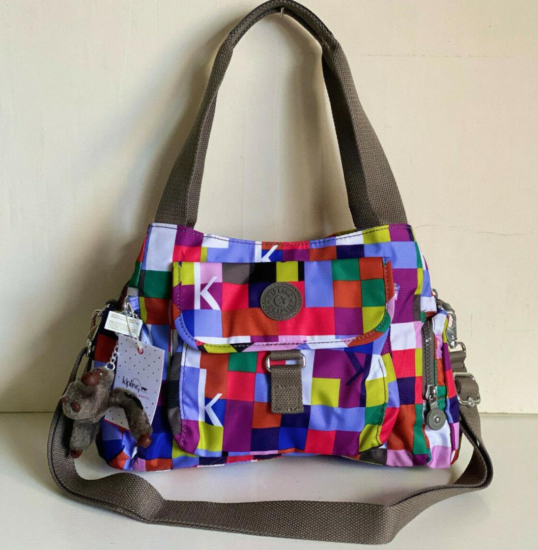 NEW KIPLING FELIX LARGE K SQUARED RED PRINTED CROSSBODY SLING