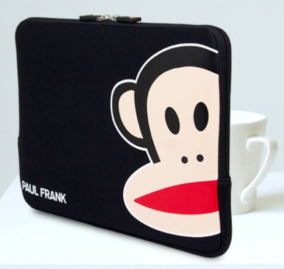 PAUL FRANK Black classic neoprene 14inch laptop zipper case bag