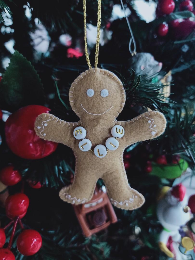 Personalized Gingerbread man Christmas Ornament (Category: Handmade Craft) located in Mandaluyong City. Submitted by patchandpast (Listing ID 1189942953, Image 1). Description: Hand-stitched personalized gingerbread man Christmas ornament available for preorder. Send us a message and have your name put on the gingerbread man. 😊.