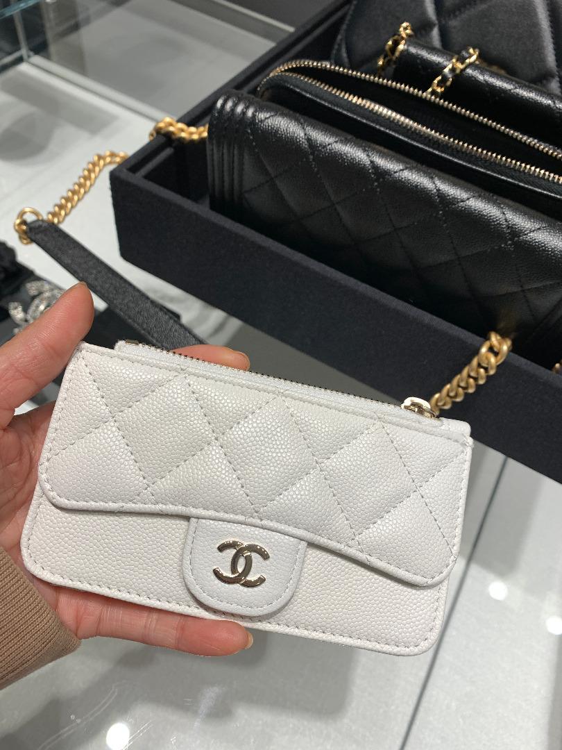 Chanel flap zip card holder sales