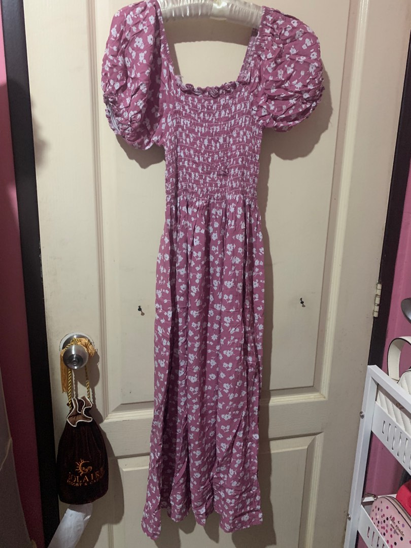 Puff sleeve long dress, Women's Fashion, Dresses & Sets, Dresses on ...