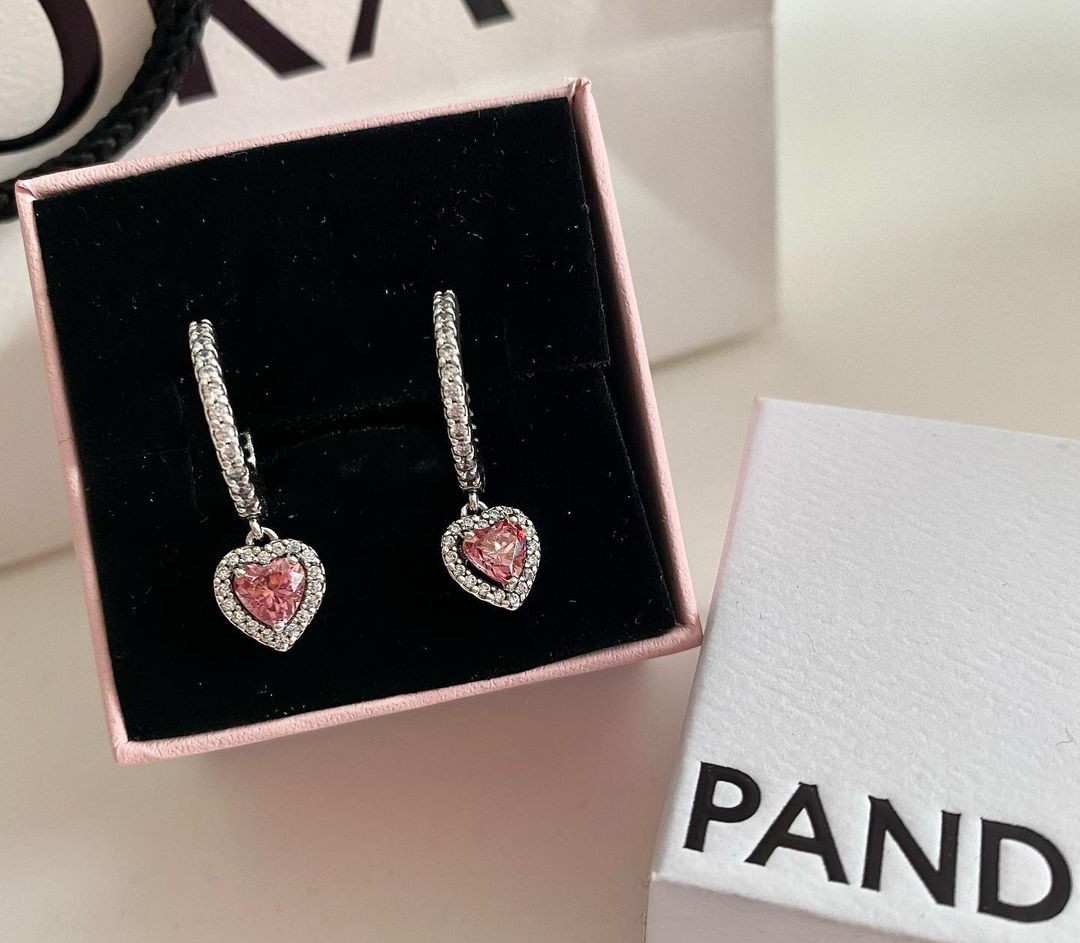 Pandora pink heart deals earrings