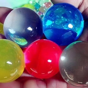 Giant water marblles or water beads: aqua balls or Orbeez 