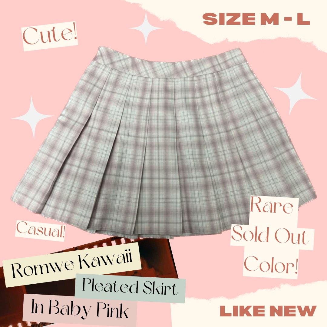 SHEIN Romwe Kawaii Pleated Skirt in Baby Pink Women s Fashion Bottoms Skirts on Carousell