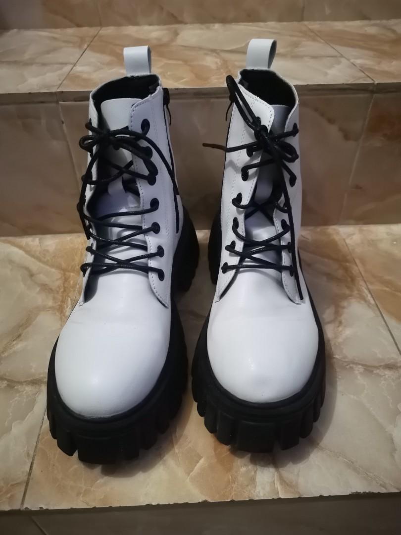 shein white platform chunky boots 