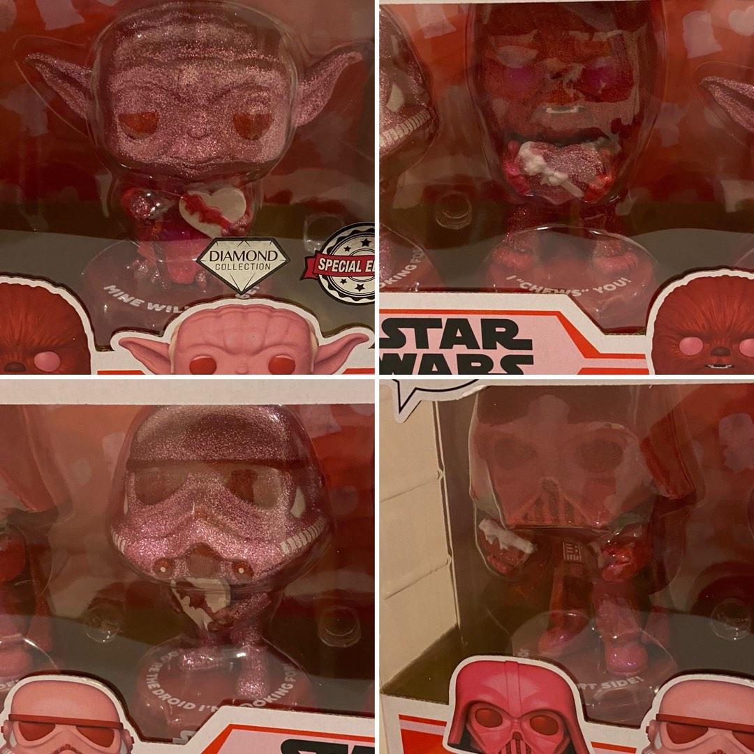 Figurine Pop Star Wars : Saint-Valentin pas cher : Dark Vador /  Stormtrooper / Chewbacca / Yoda - Diamant