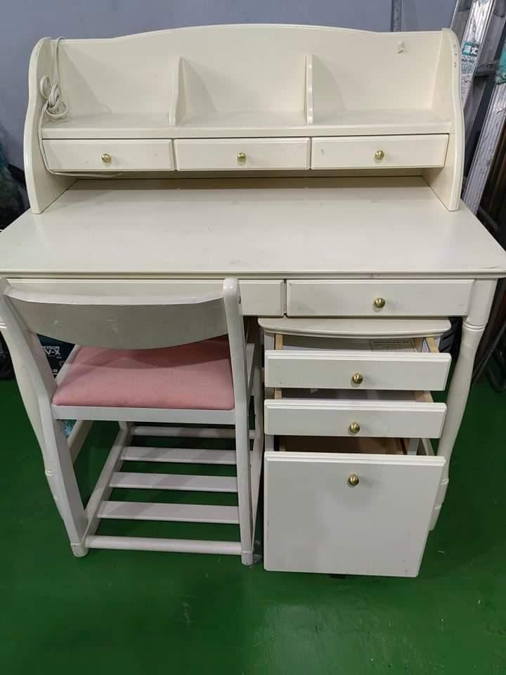 Study table with drawers and chair, Furniture & Home Living, Office