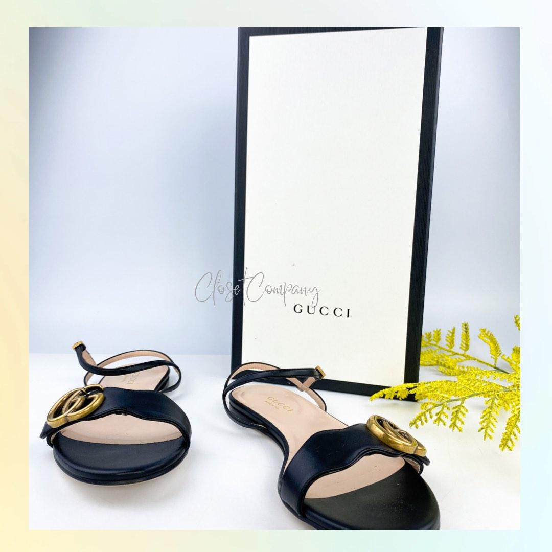 Gucci black flat sandals store
