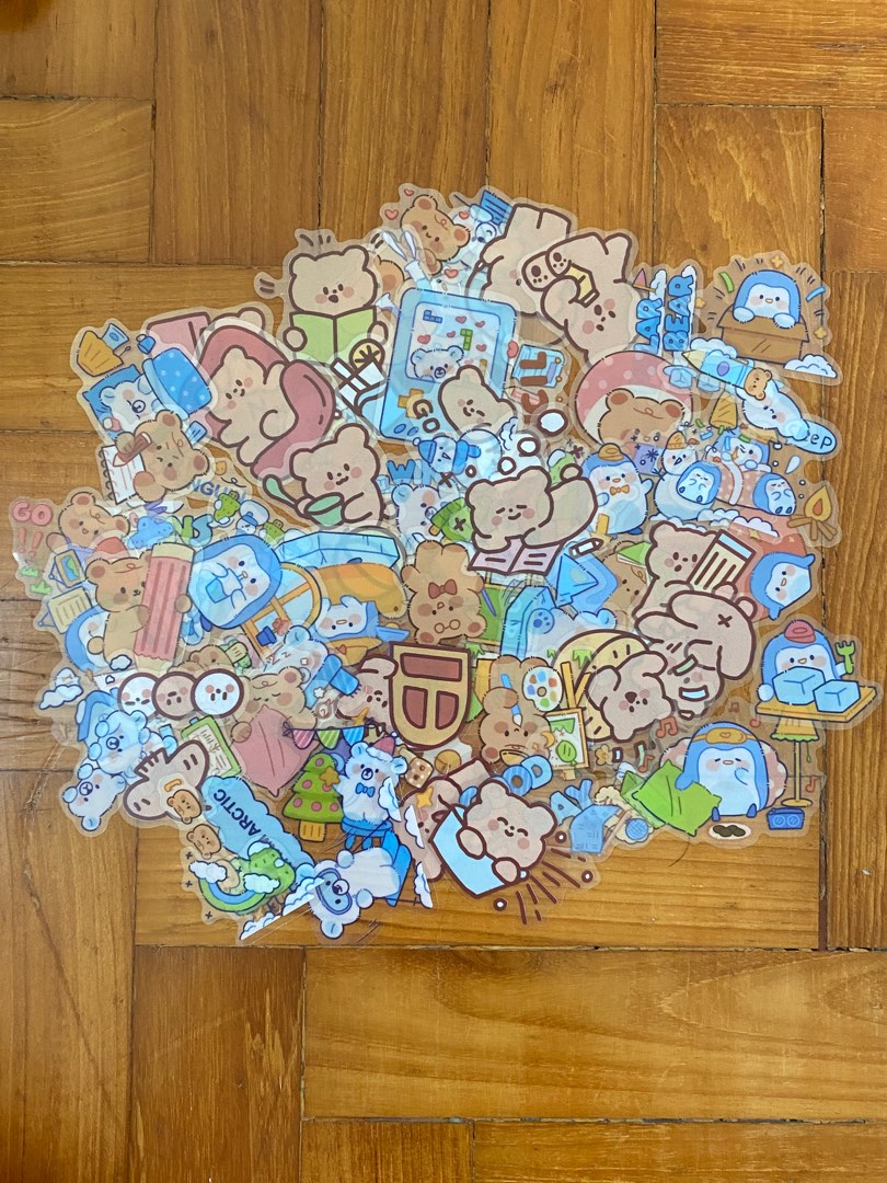 transparent cute bujo sticker flakes 80pcs, Hobbies & Toys, Stationery