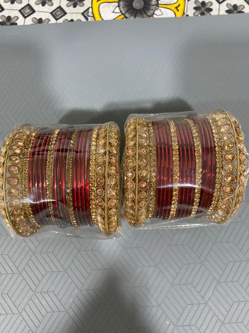 Wedding style red Indian bangles churi