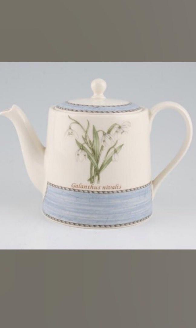Wedgwood Sarah's Garden Teapot Snowdrop Galanthus nivalis Queen'sware