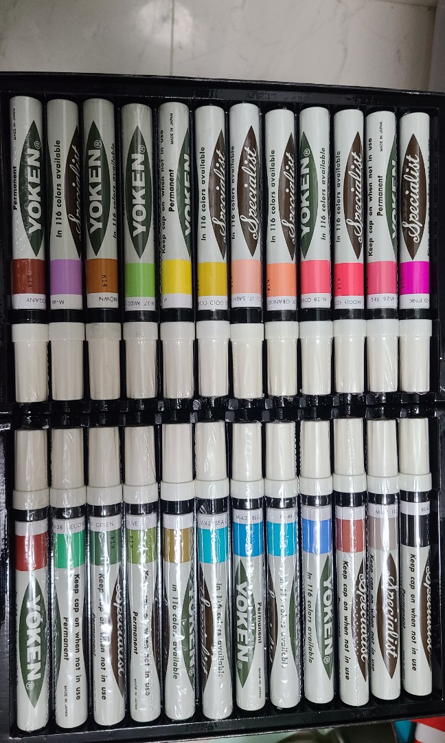 Yoken Permanent Marker Set of 24 middle+ yoken marker anc 12, 興趣及遊戲, 手作