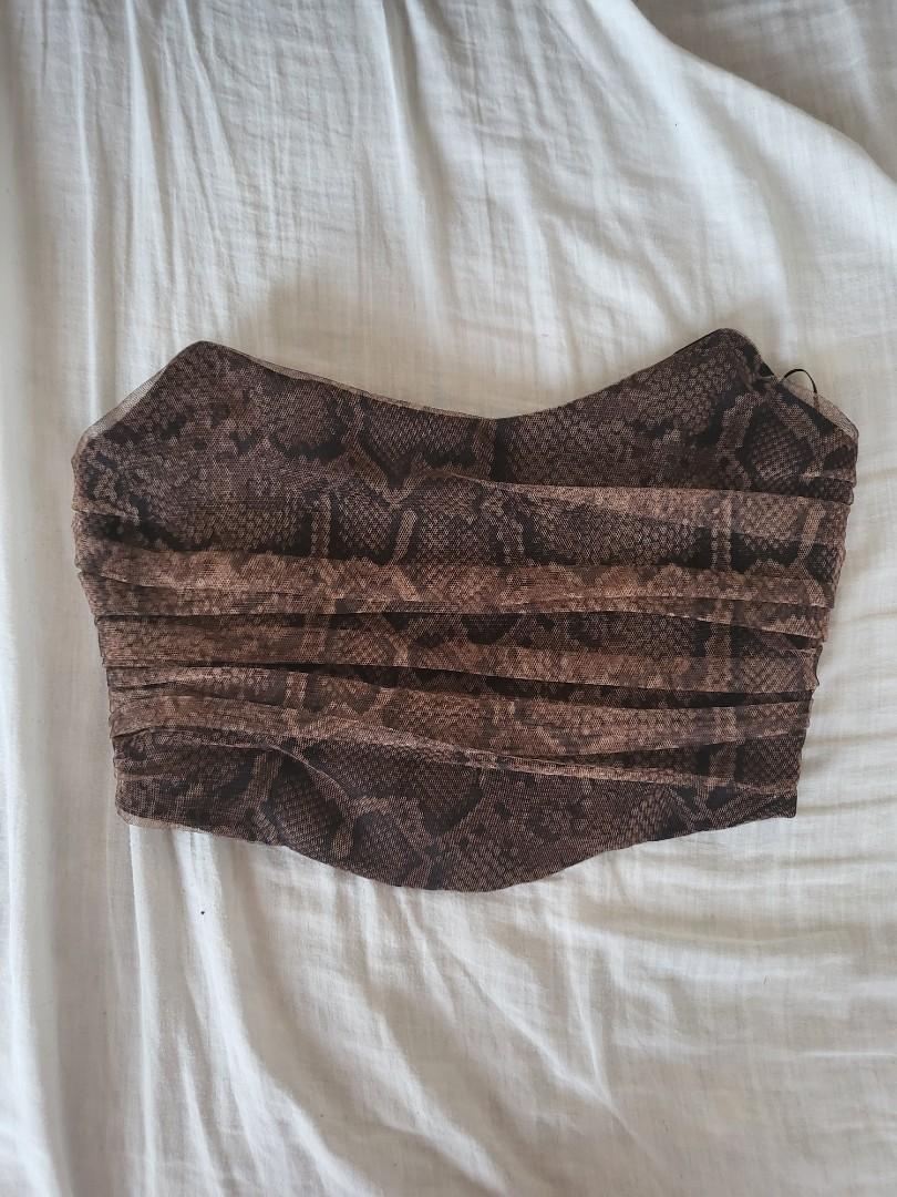 ZARA Animal Print Corset Crop top, Women's Fashion, Tops, Others Tops