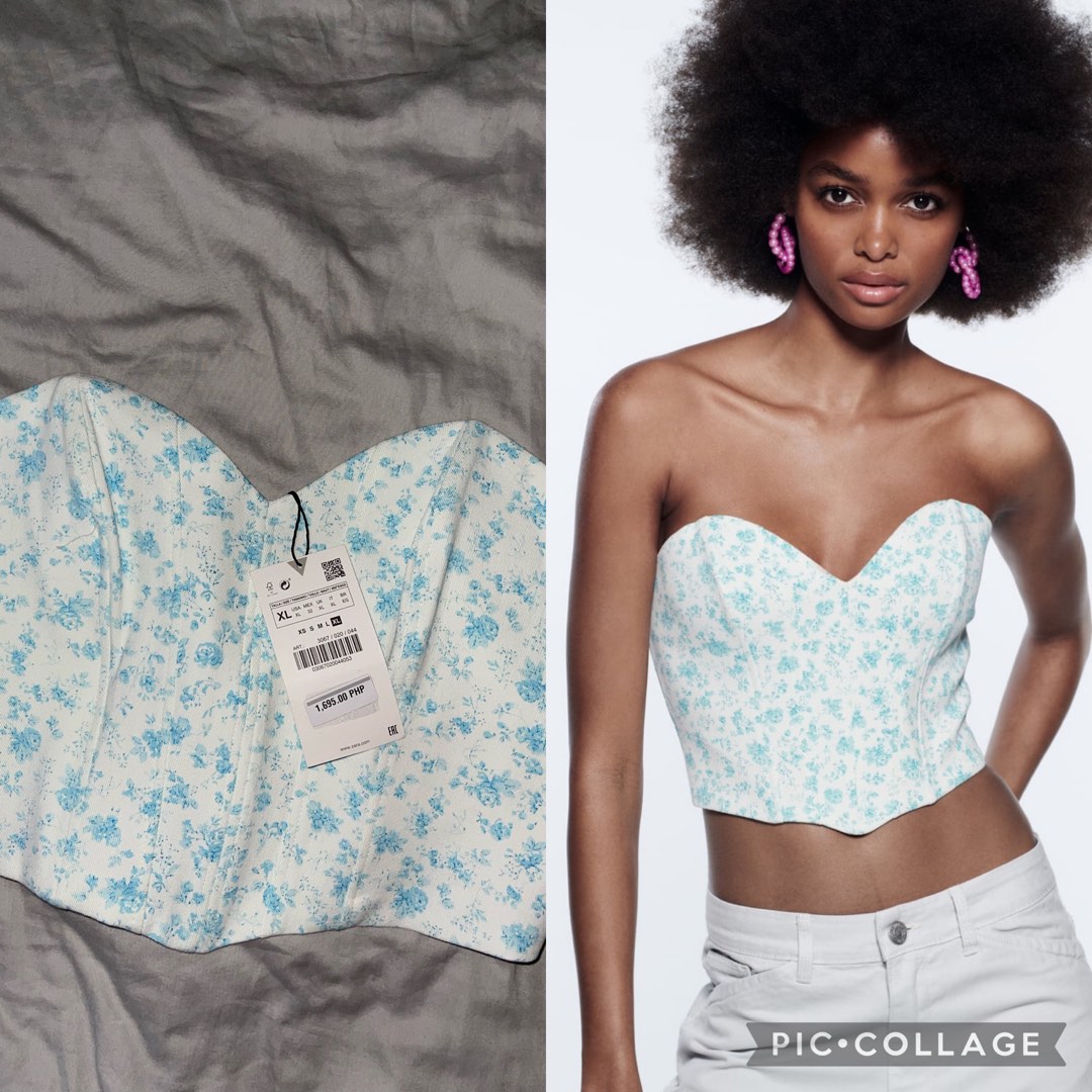 Zara floral corset, Women's Fashion, Tops, Others Tops on Carousell
