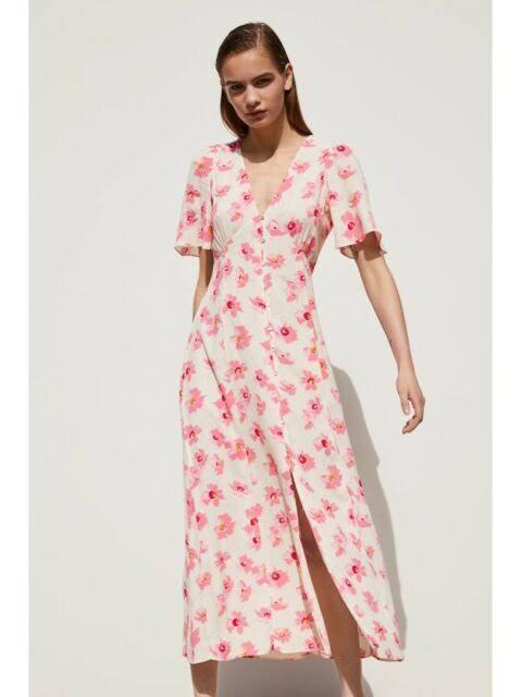 Floral pink dress zara clearance