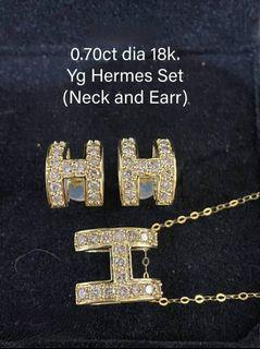 0.70 Carat Natural Diamond in 18K YG/WG Hermes Set(Necklace and Earring)