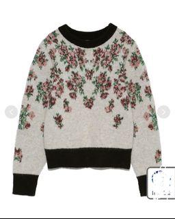 Sale 全新未剪牌 日本牌子 Furfur 米白玫瑰花圖案冷衫