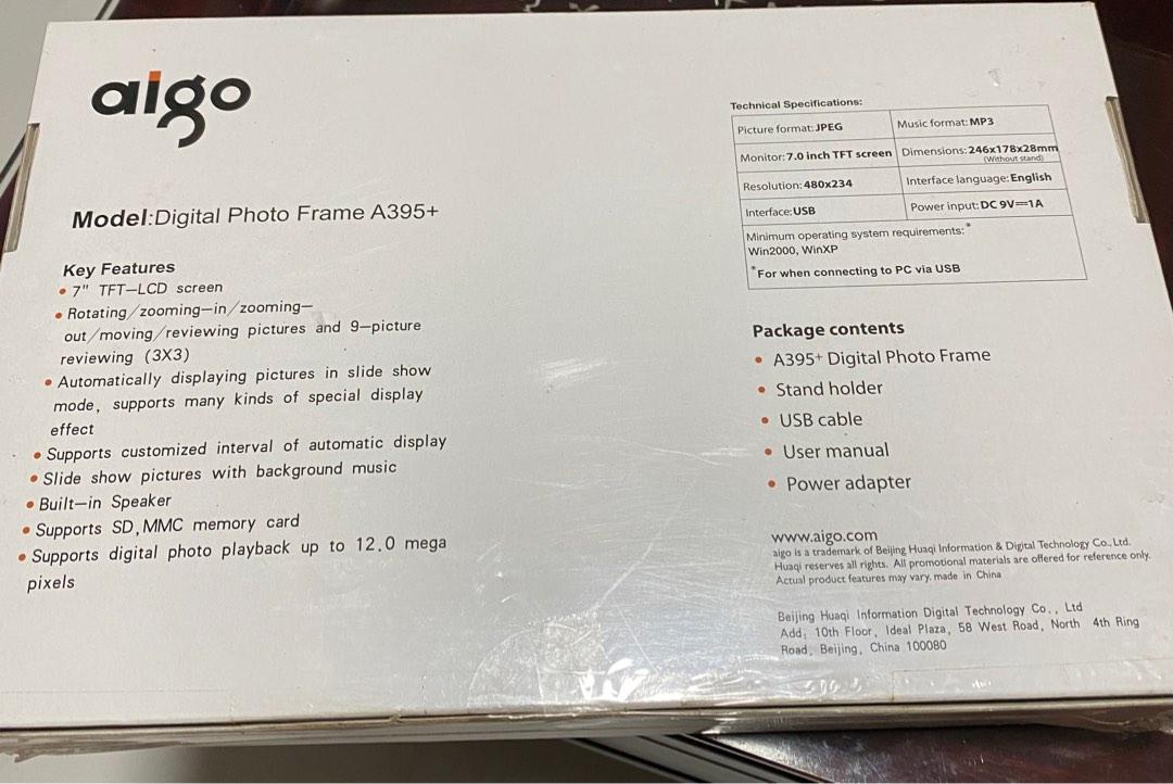 aigo Digital Photo Frame A395+, Photography, Photography Accessories