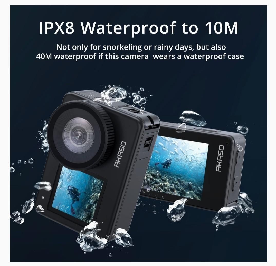 AKASO Brave 7 4K Action Camera with Touch Screen IPX8 33FT Waterproof  Camera EIS 2.0 Zoom Support External Mic Voice Control with 2X 1350mAh  Batteries