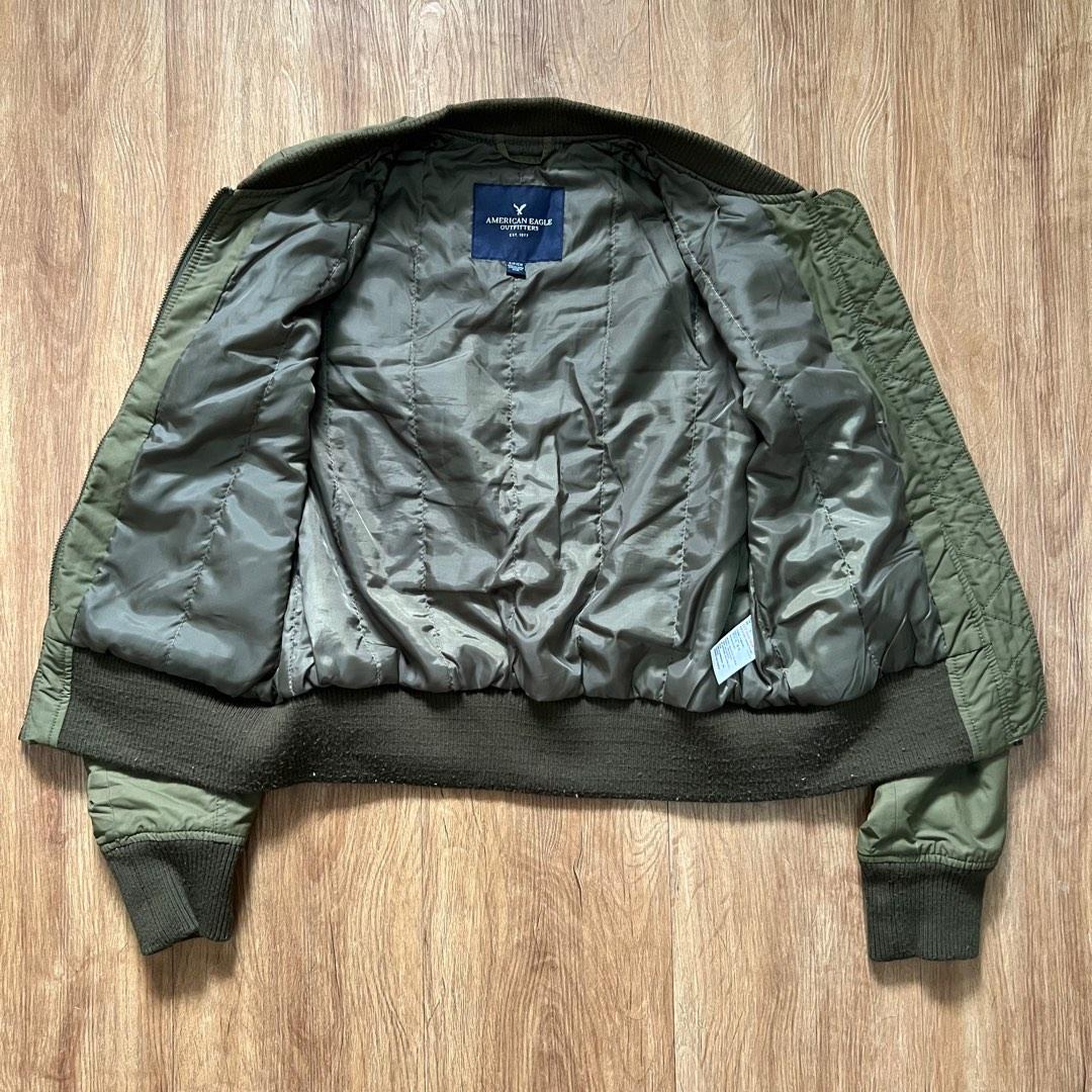 American eagle green bomber jacket on sale