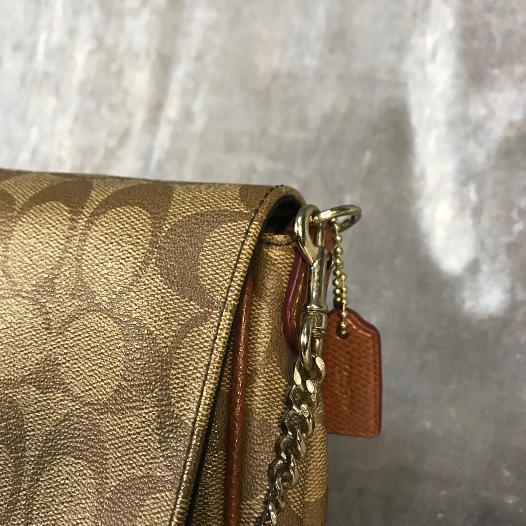 Coach Brown Signature Coated Canvas and Leather Mini Ruby