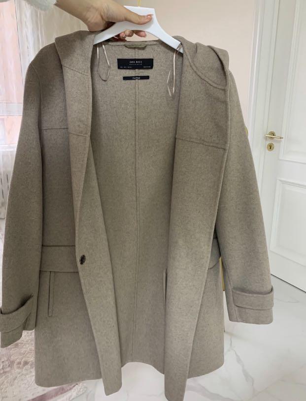 BNWOT ZARA Basic Handmade Grey Oat Hooded Wool Coat Winter Jacket