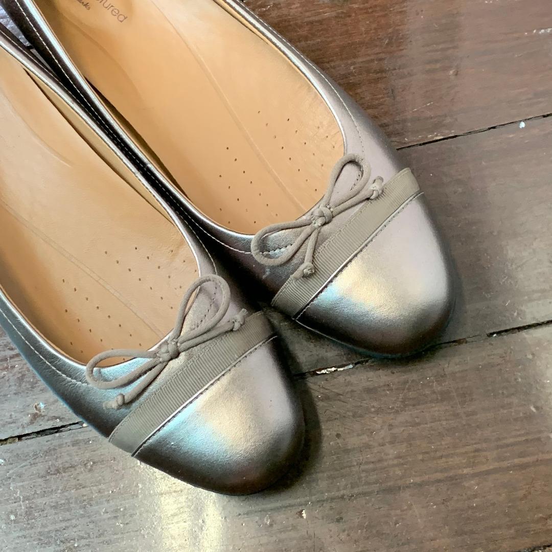 Brand New CLARKS Women s Leather Un Blush Cap Ballet Flat Metallic Flat Shoes UK6 EU39.5