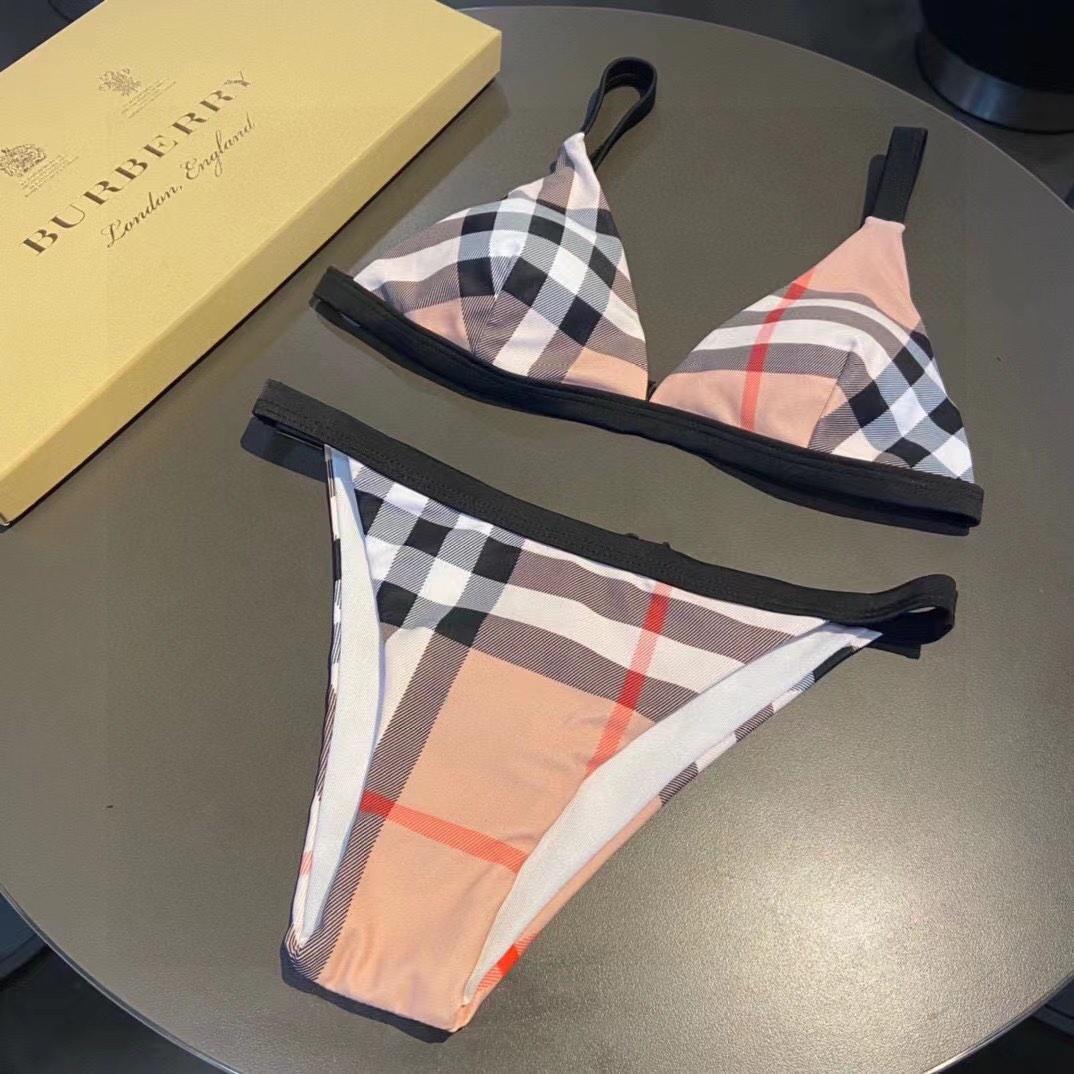 Burberry Check Triangle Bikini Set Women s Fashion Swimwear