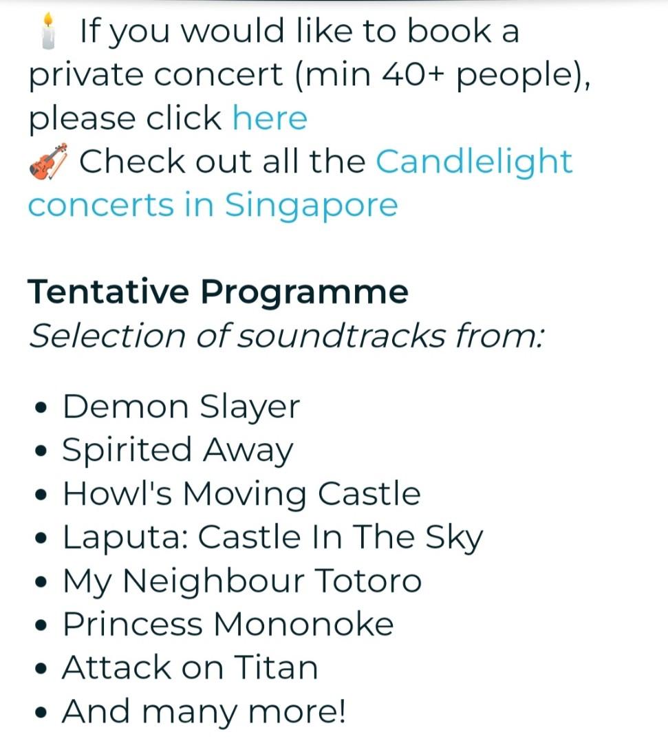 2 Tickets for Candlelight Best of Anime Soundtrack, Tickets & Vouchers, Event Tickets on Carousell