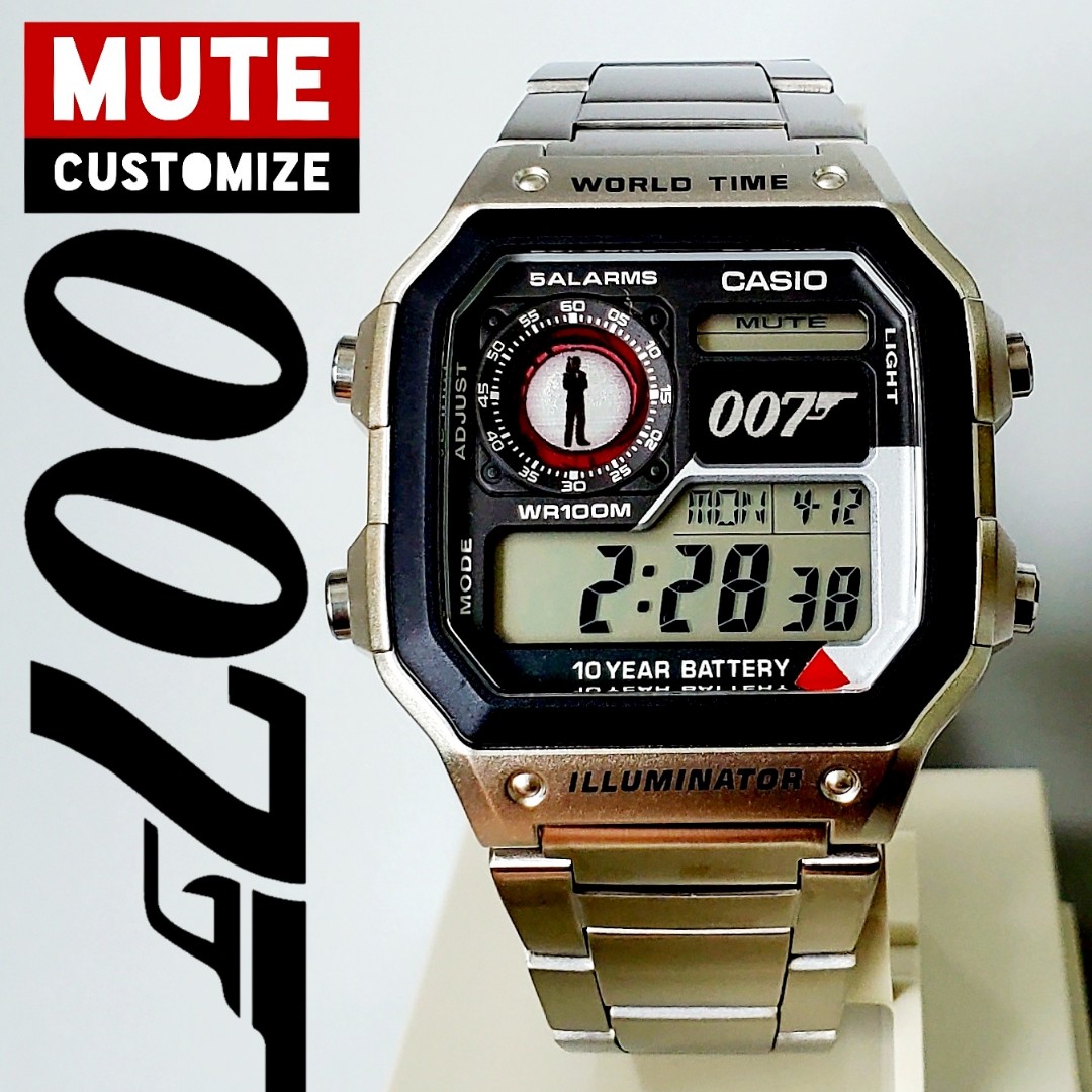 CASIO 007 AE-1200 MOD custom made watch 全新 原裝MUTE CUSTOMIZE, 男裝, 手錶及配件, 手錶-  Carousell