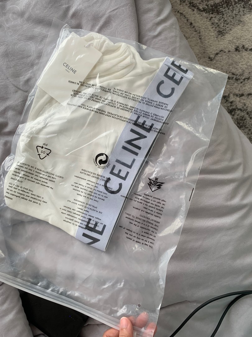 Celine one shoulder top white