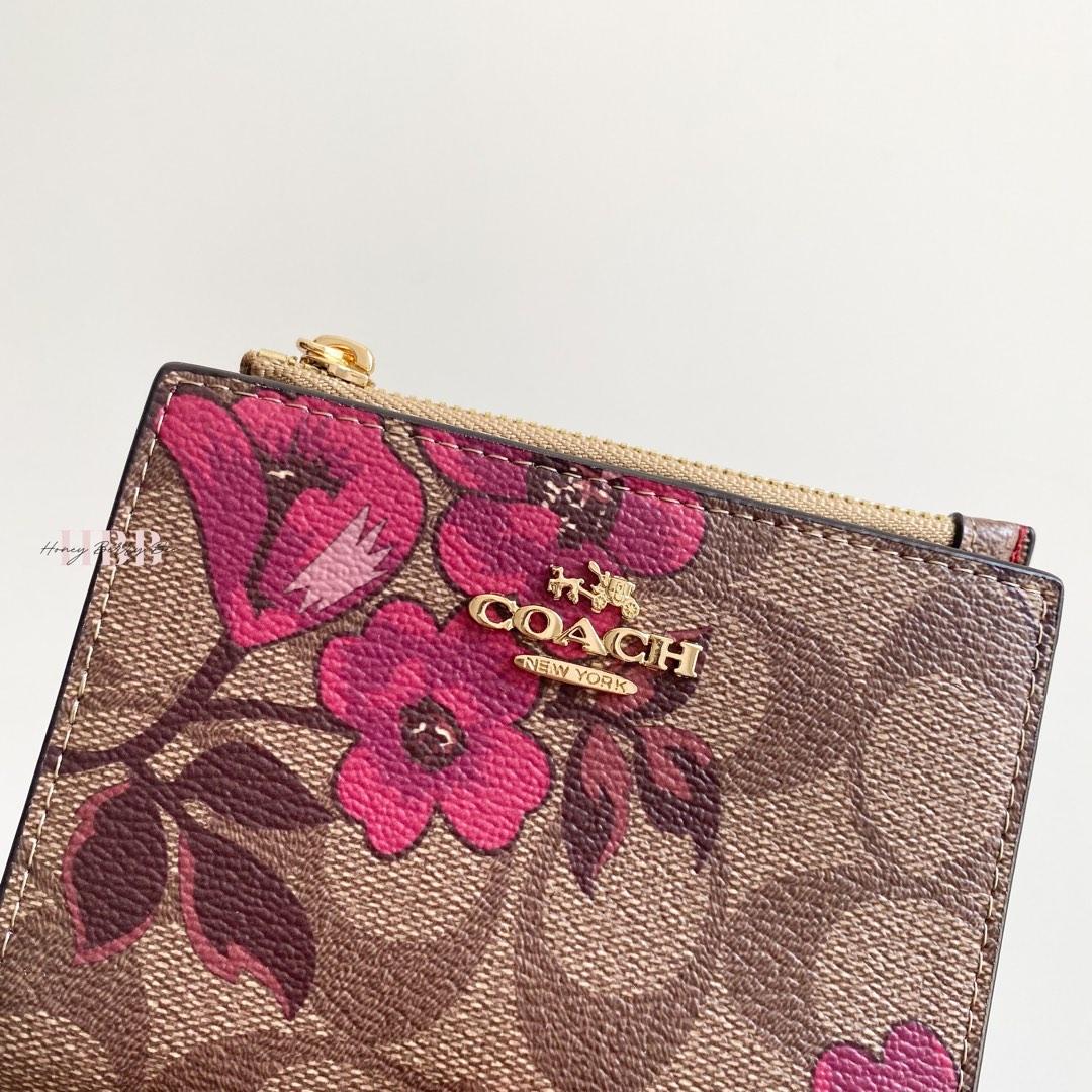 Coach Snap Card Case Wallet in Signature Canvas with Victorian Floral