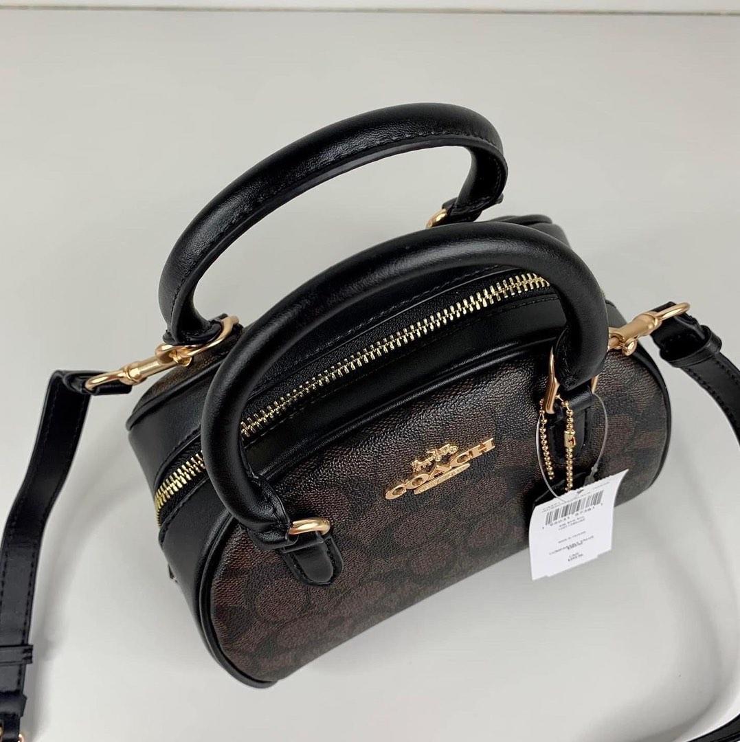 Coach CA591 Sydney Satchel In Signature Canvas In Gold/Brown Black