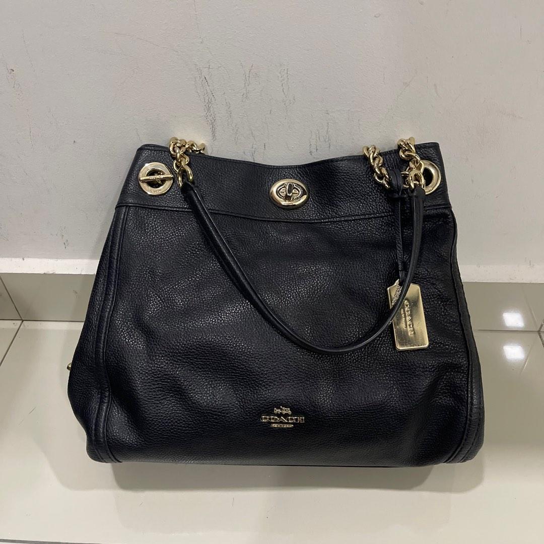 Coach turnlock edie shoulder shop bag black