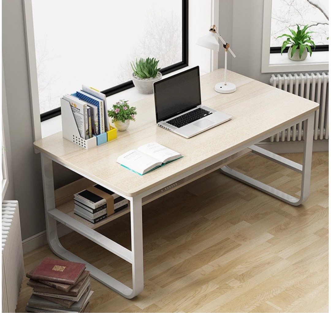 Computer table study desk with shelf, Furniture & Home Living ...