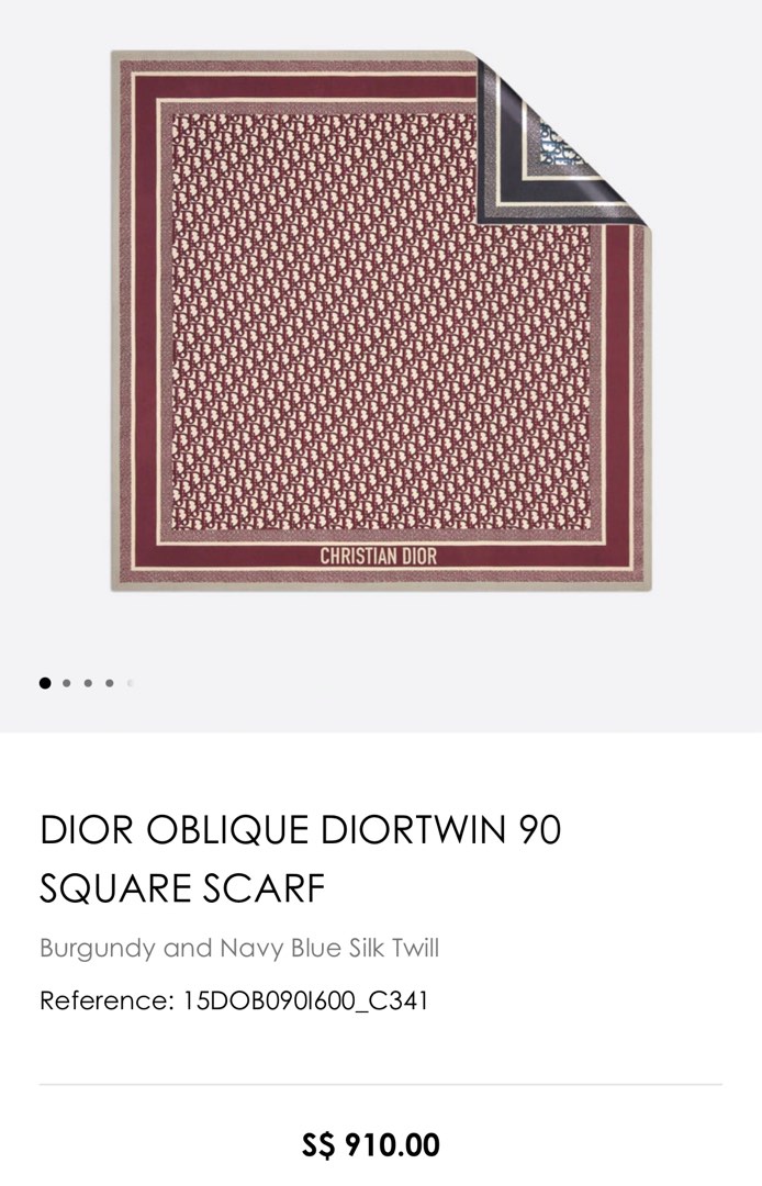 Dior Oblique Diortwin 90 Square Scarf Gray and Navy Blue Silk Twill