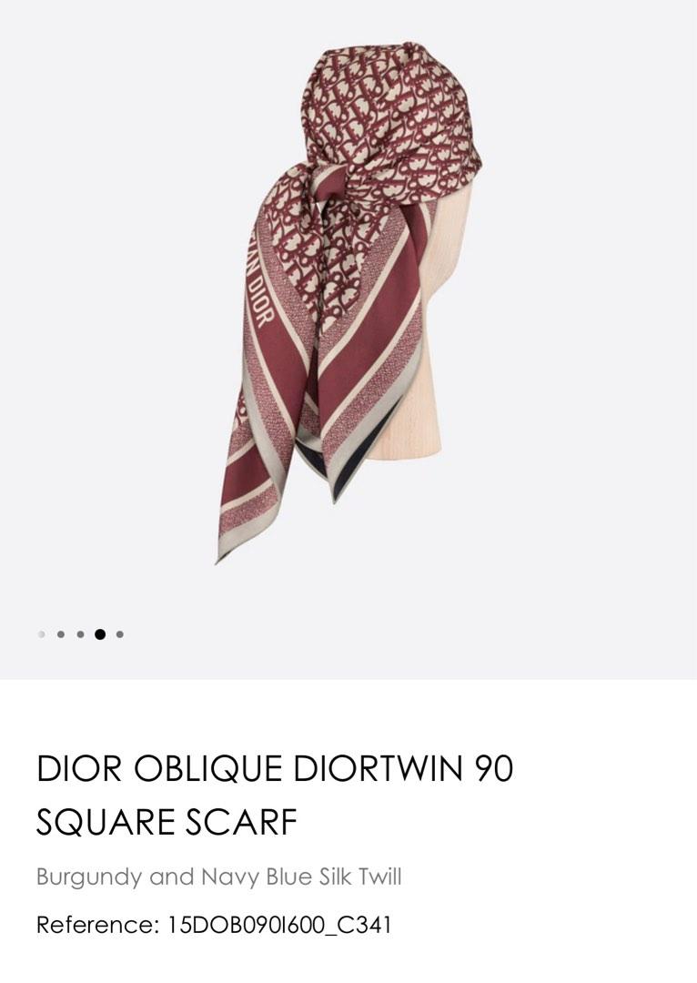 Dior Oblique Diortwin 70 Square Scarf Navy Blue Silk Twill  DIOR