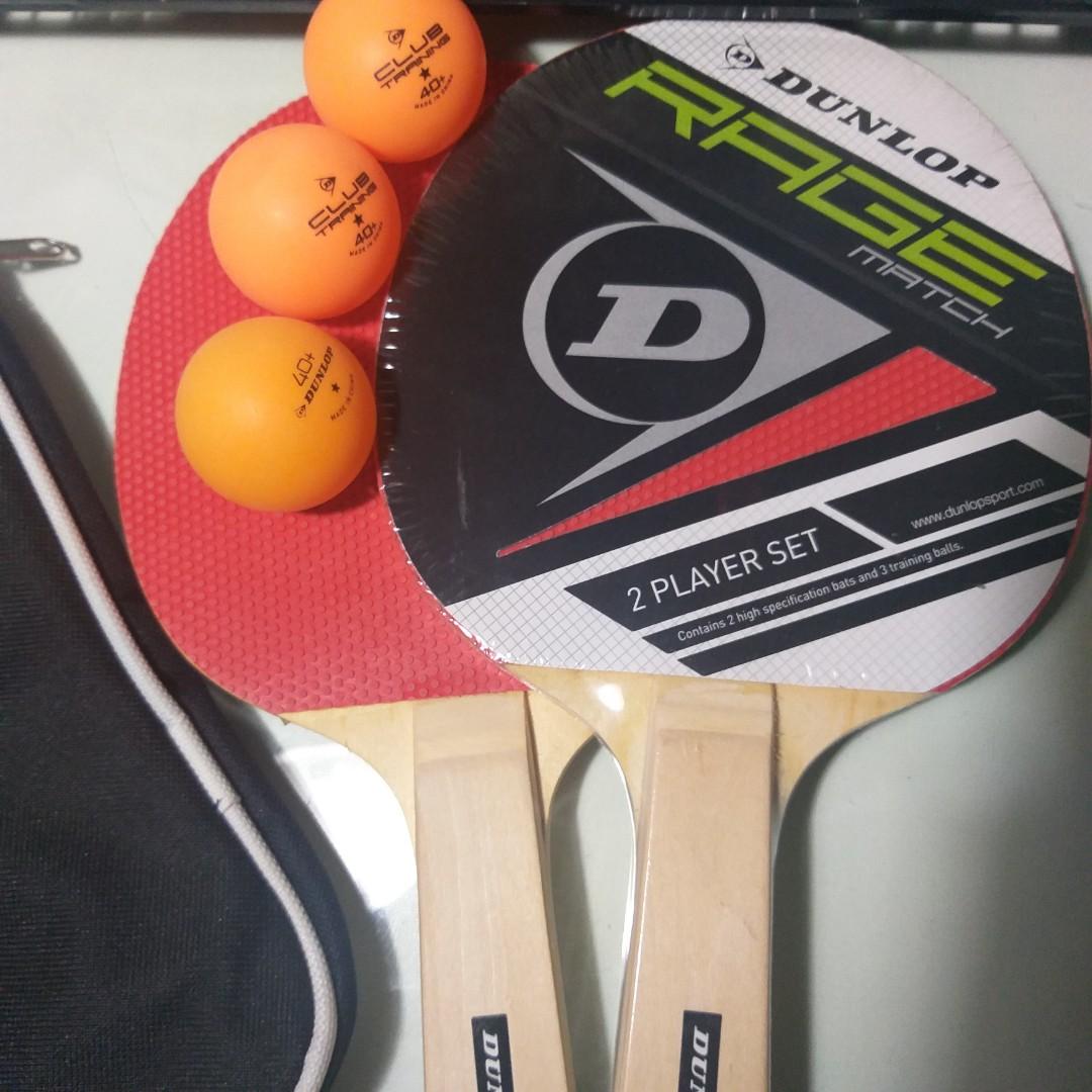 Dunlop Rage Match 2Player Set Table Tennis / Ping Pong Racket w/Bag