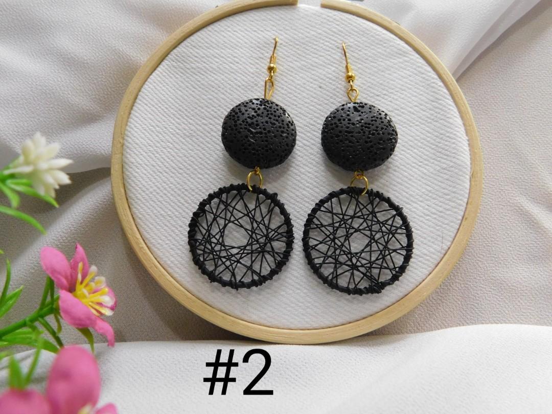 Earrings Black Leave Beads Geometry Dangle Earrings Handmade