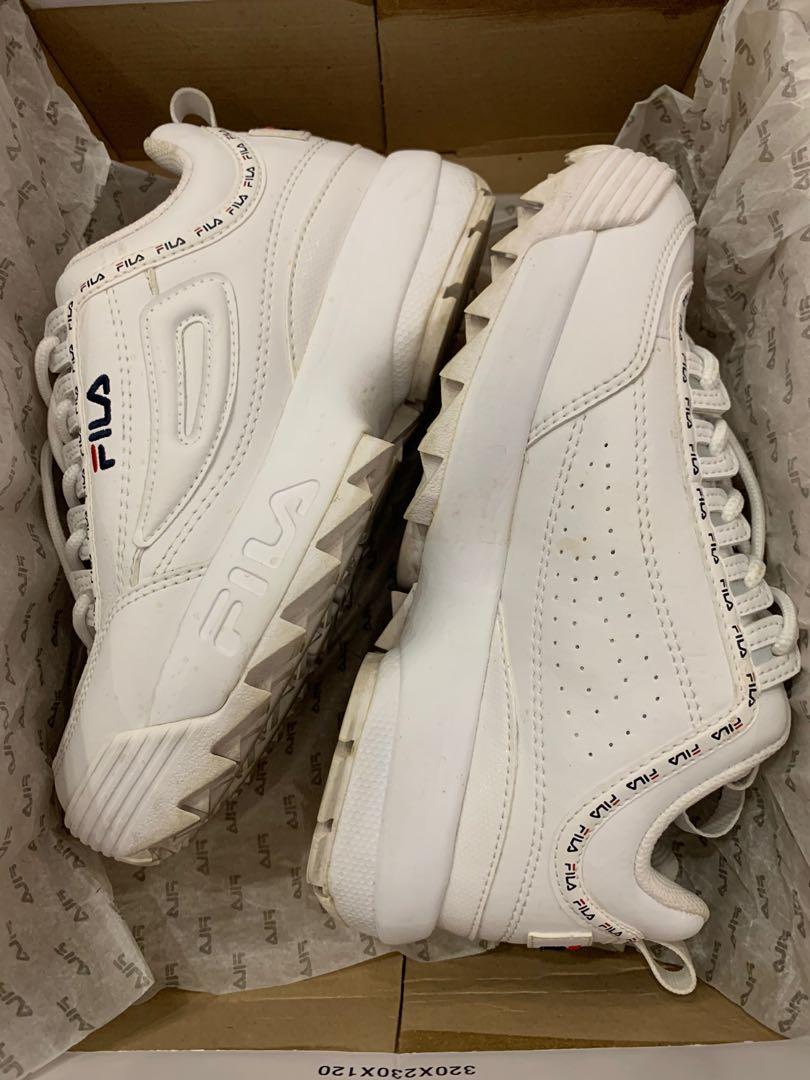 Fila disruptor tapey tape white sale