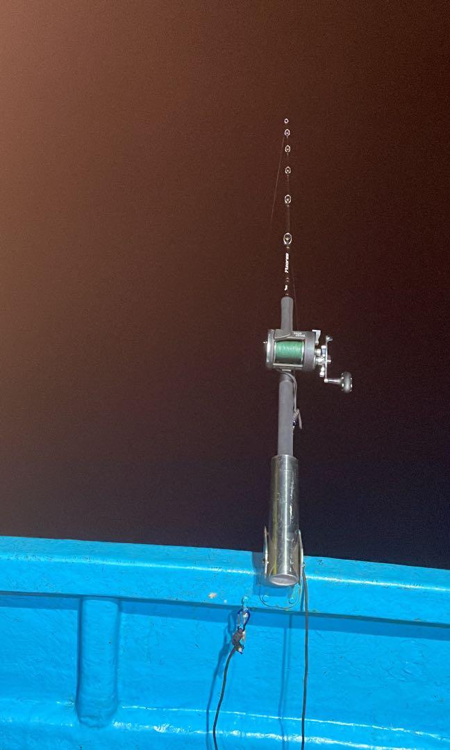 Fishing Rod PE3-PE5 Rod with top open Reel is winded full BLACK