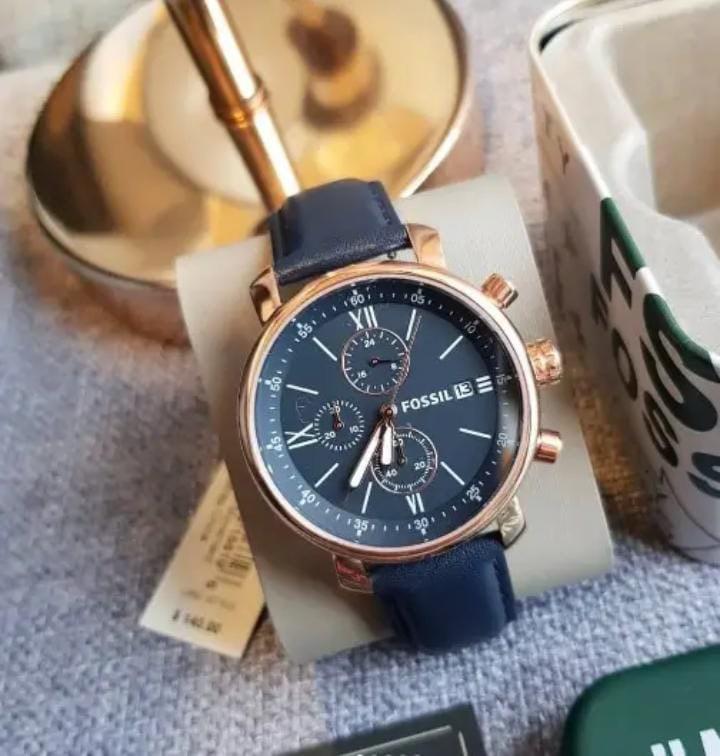 Rhett chronograph sales navy leather watch