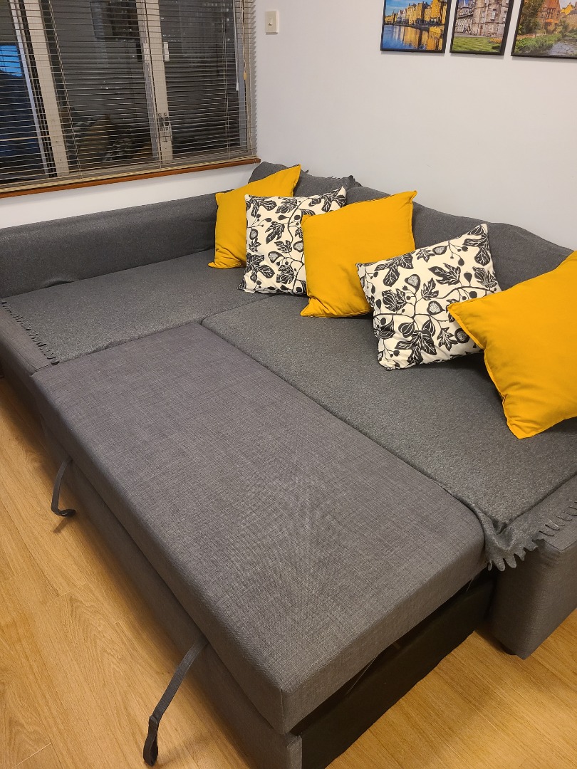 Friheten corner sofabed with storage in grey (with grey covers), 傢俬＆家居