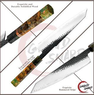 Grandsharp 9.5 Inch Chef Knife Handmade Hammer Blade Japanese Steel Gyuto Butcher Slicing Cutter