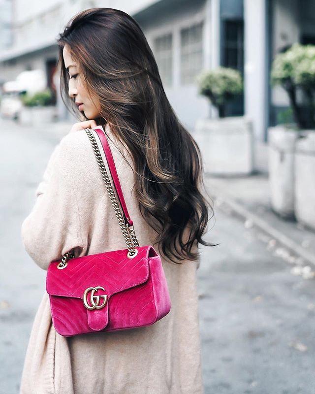 Gucci Marmont Pink Velvet Sling Shoulder Bag, Luxury, & Wallets Carousell