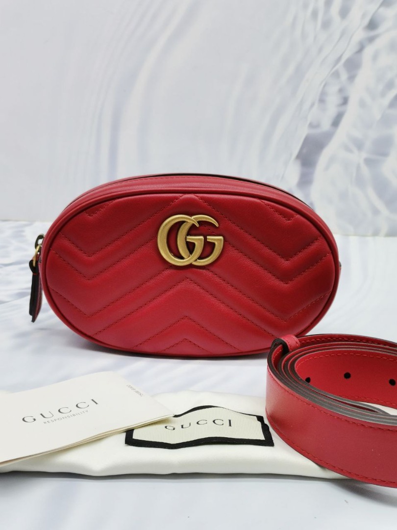 GUCCI MARMONT WAIST BELT BAG, Luxury, Bags & Wallets on Carousell