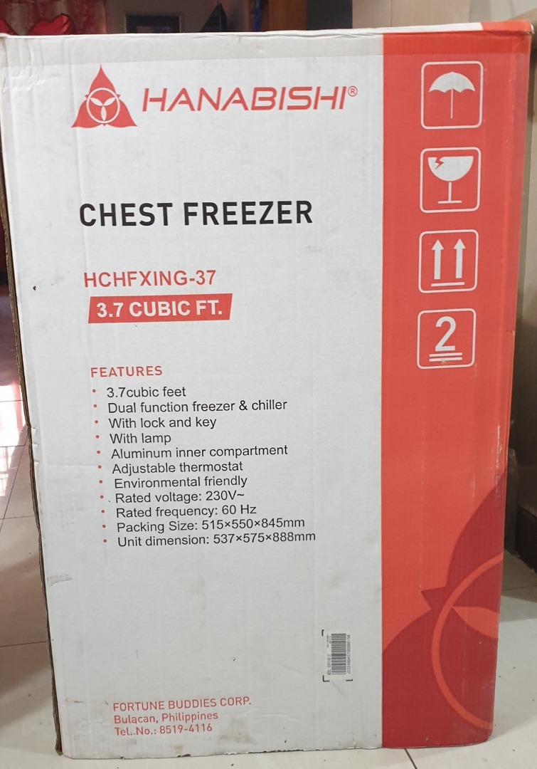 Hanabishi Chest Freezer 3.7 cubic ft., TV & Home Appliances, Kitchen