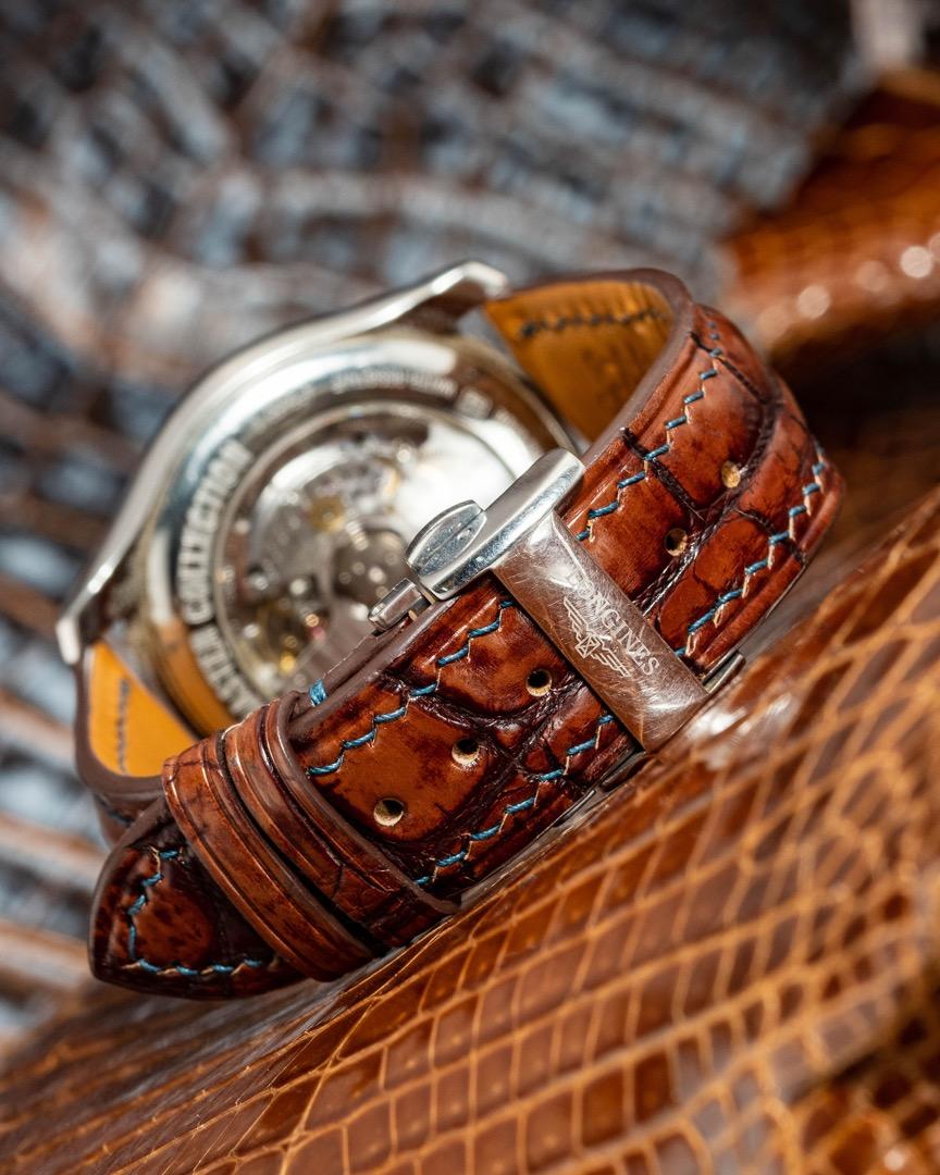 Longines crocodile watch best sale strap