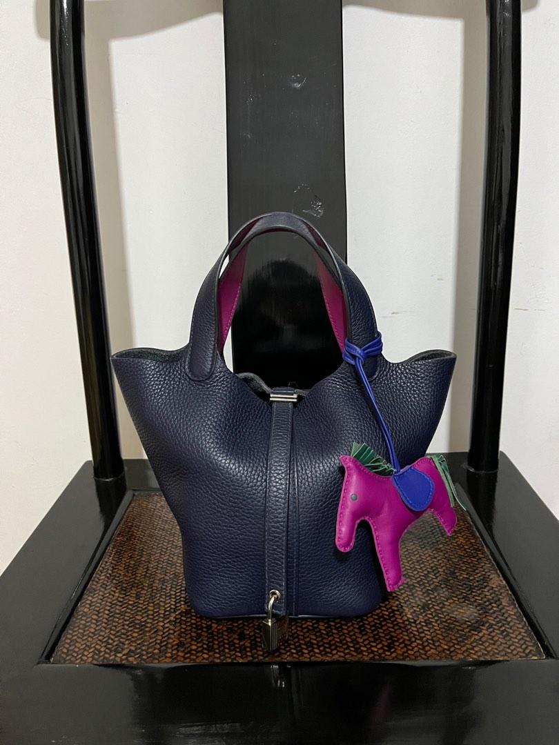 Hermes Picotin 18 Blue Nuit with Rose Pourpre handles in Clemence, Luxury,  Bags & Wallets on Carousell