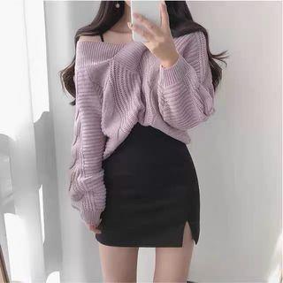 high waisted a-line skirt with a slit